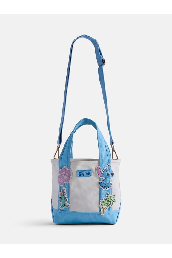 Disney Lilo and Stitch Women's Patches Canvas Tote Bag, Blue