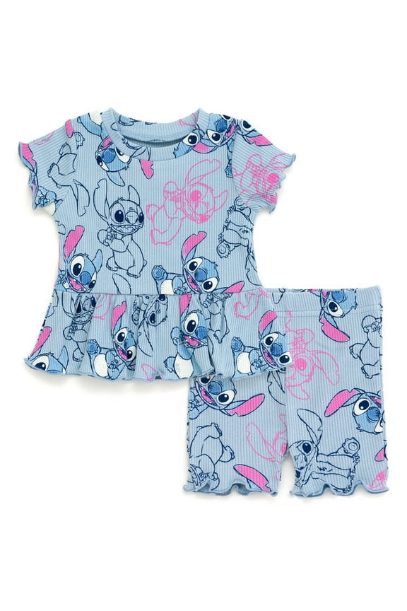 Lilo & Stitch Peplum T-Shirt and Bike Shorts Outfit Set Little Kid to Big Kid