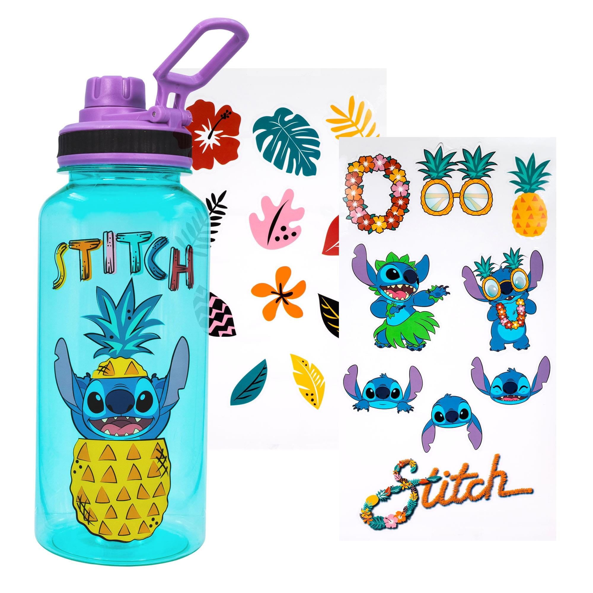 Hawaii Lilo Stitch Angel Disney Graphic Cartoon 32oz Water Tracker Bottle -  Jolly Family Gifts