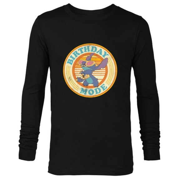Disney Lilo & Stitch Retro Distressed Ukelele Birthday Mode - Long Sleeve T-Shirt for Men - Customized-Black