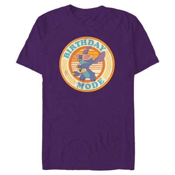 Disney Lilo & Stitch Retro Distressed Ukelele Birthday Mode - Short Sleeve Blended T-Shirt for Adults - Customized-Purple