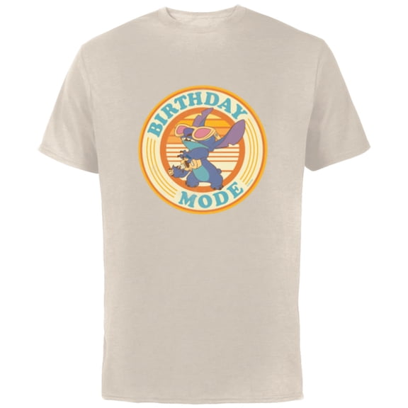 Disney Lilo & Stitch Retro Distressed Ukelele Birthday Mode - Short Sleeve Cotton T-Shirt for Adults - Customized-Natural