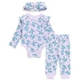 thumbnail image 1 of Disney Lilo & Stitch Ribbed Bodysuit, Jogger Pants and Headband 3 Piece Outfit Set Newborn to Infant, 1 of 5
