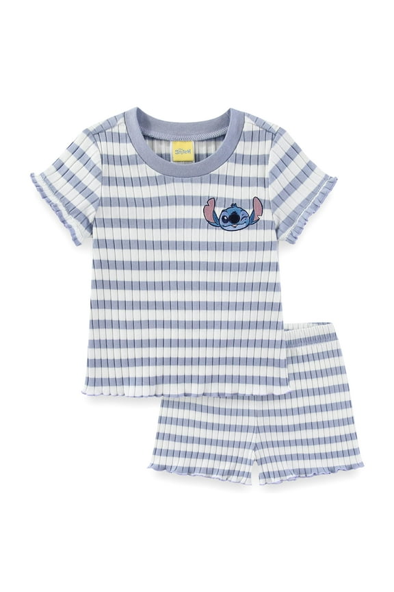 Lilo & Stitch Ribbed Short Sleeve Shirt and Shorts Set (Girls), 2 Piece Set, Sizes 4-12