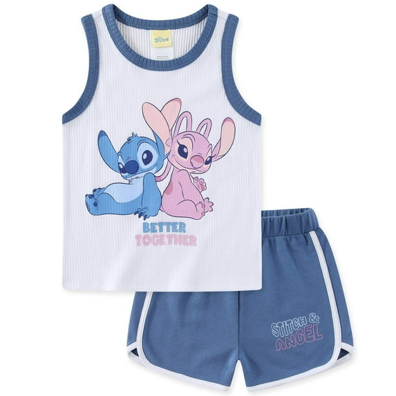 Disney Lilo & Stitch Ribbed Tank Top and French Terry Shorts Set (Girls), 2 Piece Set, Sizes 4-12