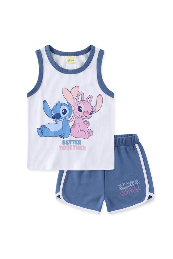 Lilo & Stitch Ribbed Tank Top and French Terry Shorts Set (Girls), 2 Piece Set, Sizes 4-12