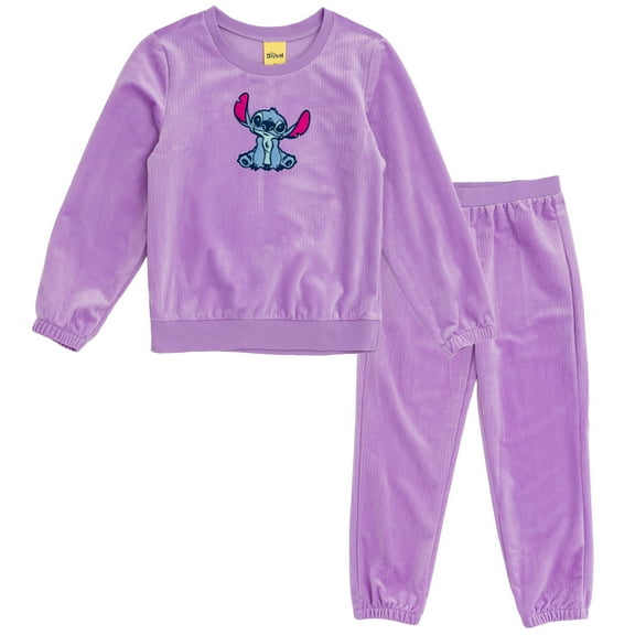 Disney Lilo & Stitch Ribbed Velour Sweatshirt and Jogger Pants Outfit Set Toddler to Big Kid