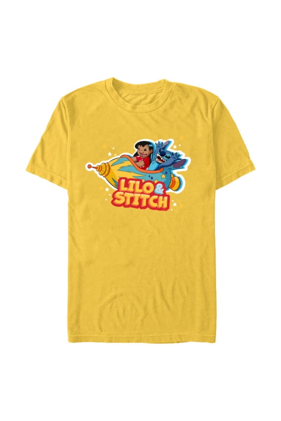 Lilo & Stitch Rocket Ride - Short Sleeve Blended T-Shirt for Adults - Customized-Yellow