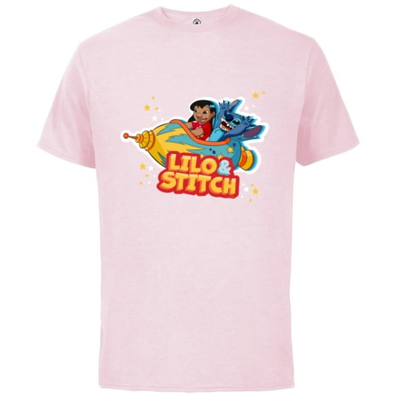 Disney Lilo & Stitch Rocket Ride - Short Sleeve Cotton T-Shirt for Adults - Customized-Soft Pink