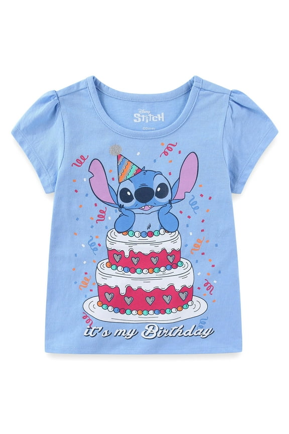 Lilo & Stitch Birthday Short Sleeve T-Shirt (Girls), Sizes 4-12