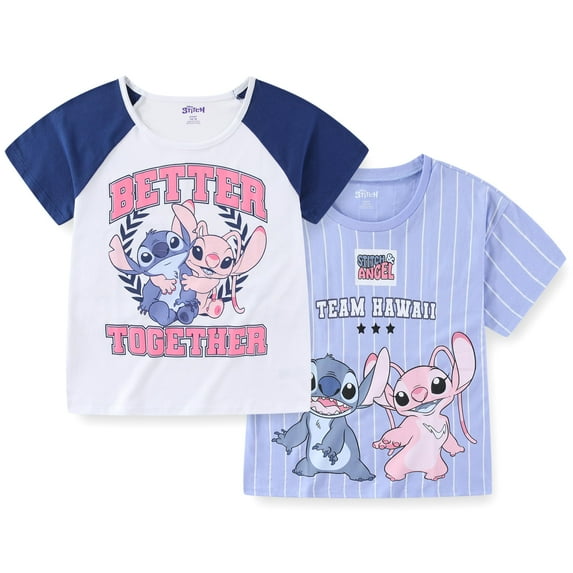 Disney Lilo & Stitch Short Sleeve T-Shirt (Girls), 2 Pack, Sizes 8-16