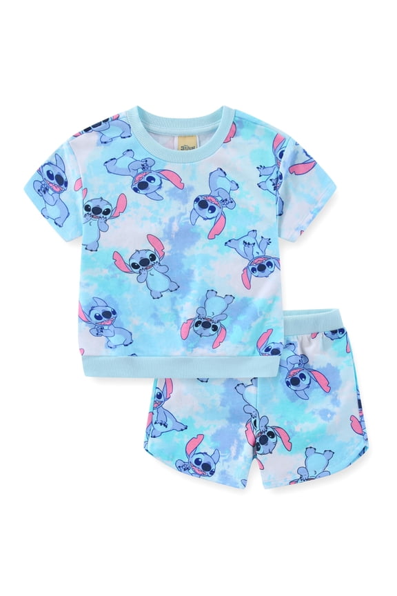 Lilo & Stitch Short Sleeve T-Shirt and French Terry Shorts Set (Girls), 2 Piece Set, Sizes 4-12