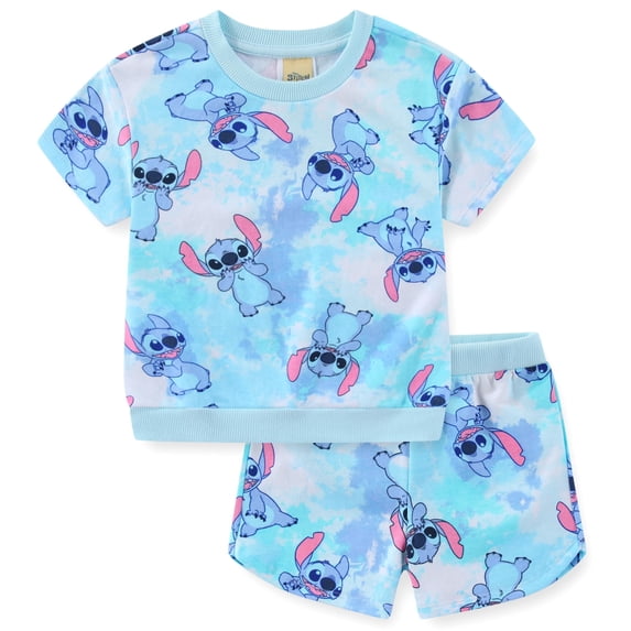 Disney Lilo & Stitch Short Sleeve T-Shirt and French Terry Shorts Set (Girls), 2 Piece Set, Sizes 4-12