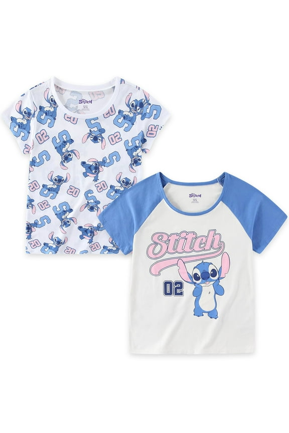 Lilo & Stitch Short Sleeve T-Shirts (Girls), 2 Pack, Sizes 8-16