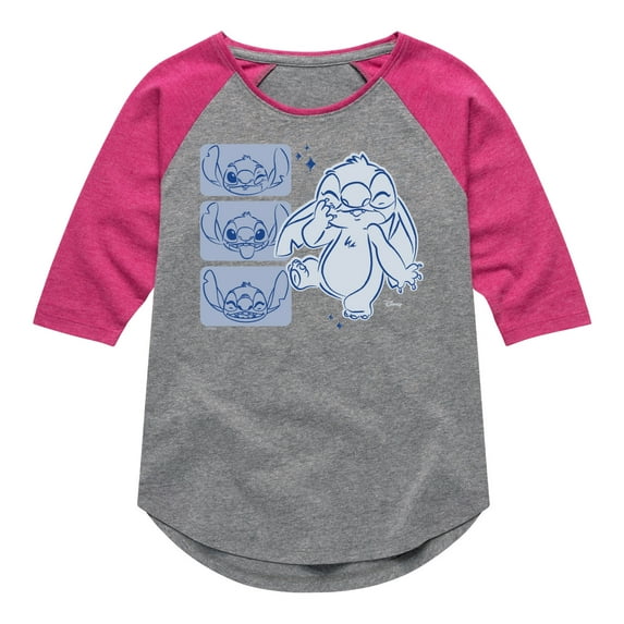 Disney - Lilo & Stitch - Sketch Drawing Of Stitch - Toddler & Youth Girls Raglan Graphic T-Shirt
