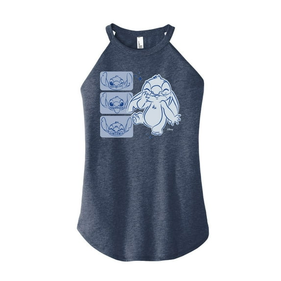 Disney - Lilo & Stitch - Sketched Faces of Stitch - Juniors High Neck Tank Top