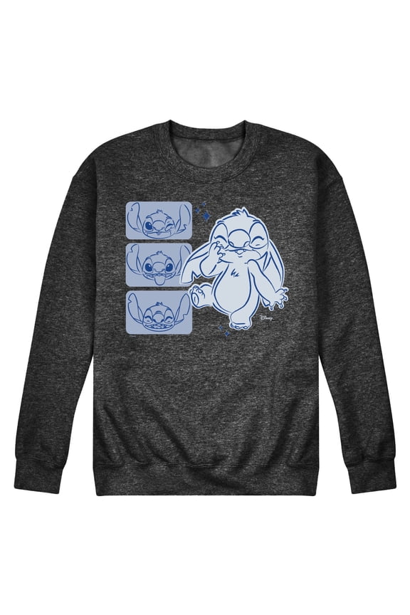 - Lilo & Stitch - Sketched Faces of Stitch - Men's Crew Neck Fleece Pullover
