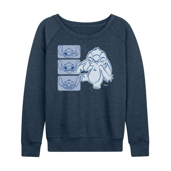 Disney - Lilo & Stitch - Sketched Faces of Stitch - Women's Lightweight French Terry Long Sleeve Shirt