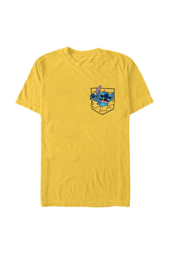 Lilo & Stitch Small Pocket Breakout 626 - Short Sleeve Blended T-Shirt for Adults - Customized-Yellow