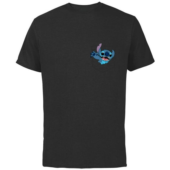 Disney Lilo & Stitch Small Pocket Breakout 626 - Short Sleeve Cotton T-Shirt for Adults - Customized-Black