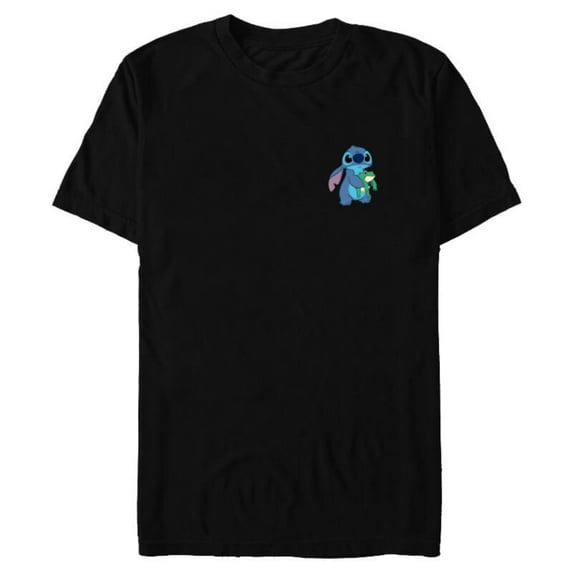 Disney Lilo & Stitch Small Pose - Short Sleeve Blended T-Shirt for Adults - Customized-Black