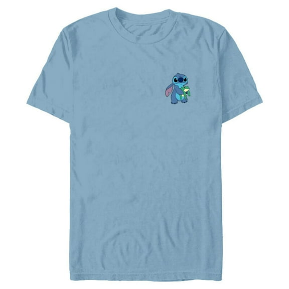 Disney Lilo & Stitch Small Pose - Short Sleeve Blended T-Shirt for Adults - Customized-Ocean Blue