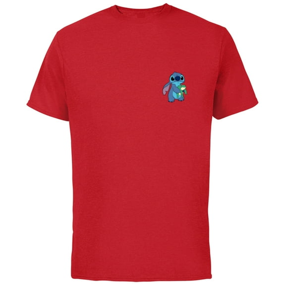 Disney Lilo & Stitch Small Pose - Short Sleeve Cotton T-Shirt for Adults - Customized-Red