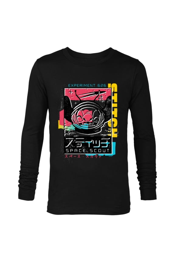 Lilo & Stitch Space Scout Stitch Experiment 626 - Long Sleeve T-Shirt for Men - Customized-Black
