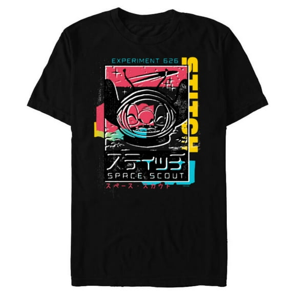 Disney Lilo & Stitch Space Scout Stitch Experiment 626 - Short Sleeve Blended T-Shirt for Adults - Customized-Black
