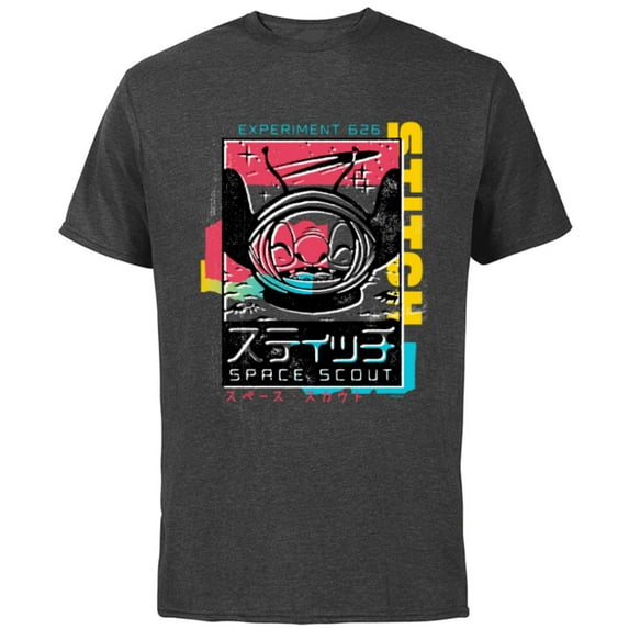 Disney Lilo & Stitch Space Scout Stitch Experiment 626 - Short Sleeve Cotton T-Shirt for Adults - Customized-Charcoal