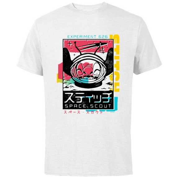 Disney Lilo & Stitch Space Scout Stitch Experiment 626 - Short Sleeve Cotton T-Shirt for Adults - Customized-White