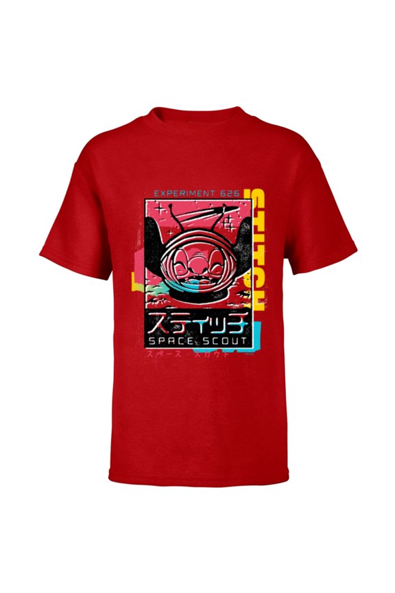 Lilo & Stitch Space Scout Stitch Experiment 626 - Short Sleeve T-Shirt for Kids - Customized-Red