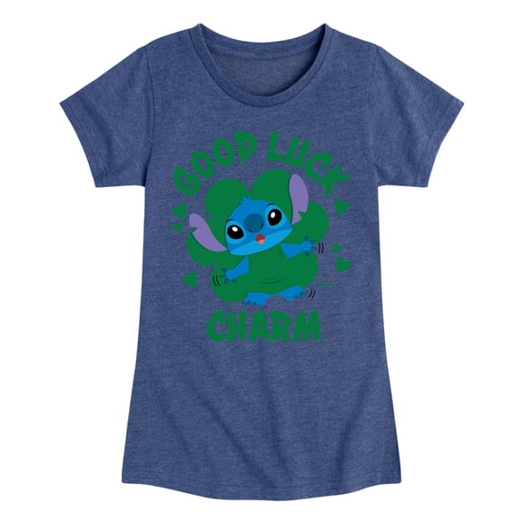 Disney Lilo & Stitch - St. Patrick's Day - Good Luck Charm - Toddler & Youth Girls Short Sleeve T-Shirt