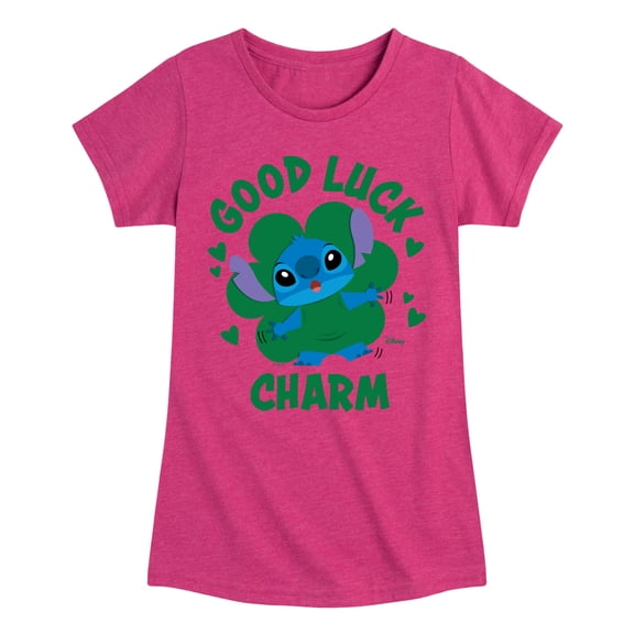 Disney Lilo & Stitch - St. Patrick's Day - Good Luck Charm - Toddler & Youth Girls Short Sleeve T-Shirt