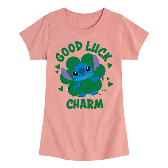 Disney Lilo & Stitch - St. Patrick's Day - Good Luck Charm - Toddler & Youth Girls Short Sleeve T-Shirt