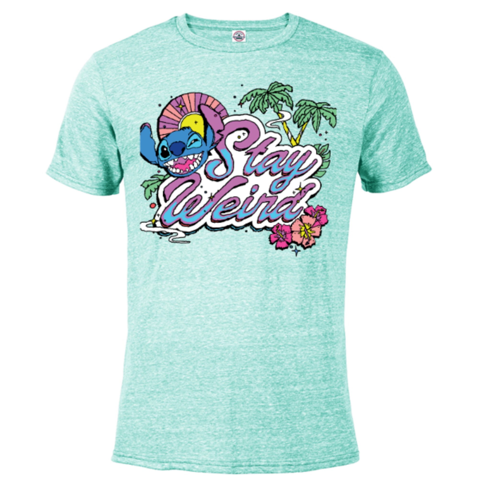 Disney Lilo And Stitch Stay Weird Short Sleeve Blended T Shirt For Adults Customized Celadon 0868