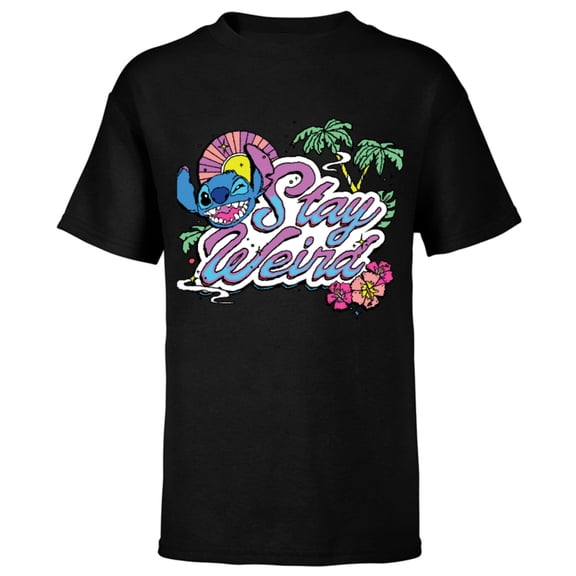 Disney Lilo & Stitch Stay Weird - Short Sleeve T-Shirt for Kids -Customized-Black
