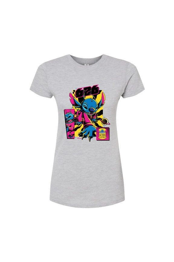 - Lilo & Stitch - Stitch 626 Comic Page - Juniors Fitted Graphic T-Shirt