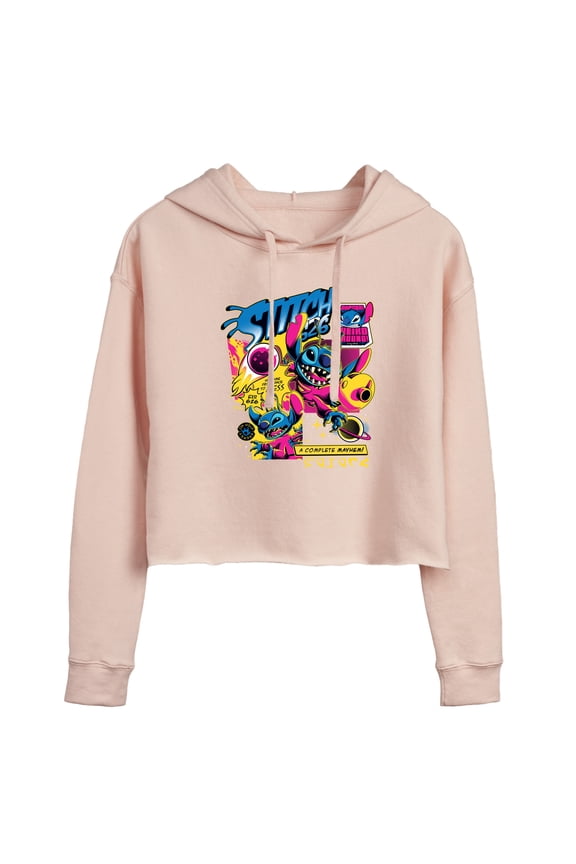 - Lilo & Stitch - Stitch Comic Page - Juniors Cropped Pullover Hoodie