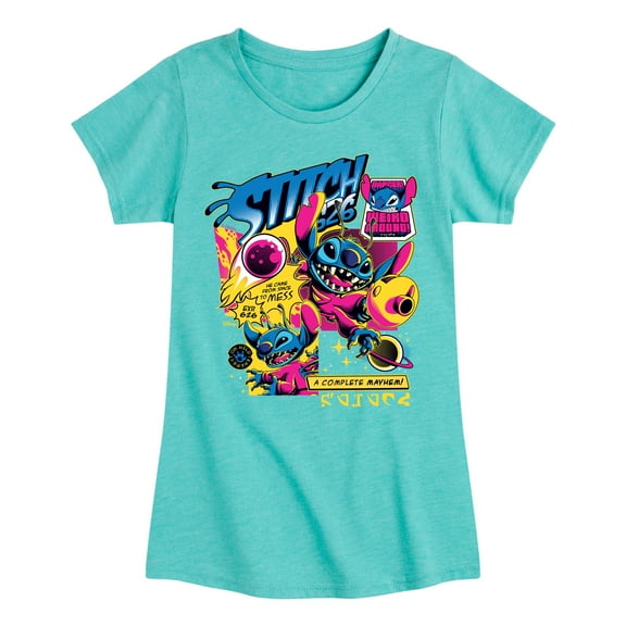 Disney - Lilo & Stitch - Stitch Comic  - Toddler & Youth Girls Short Sleeve Graphic T-Shirt