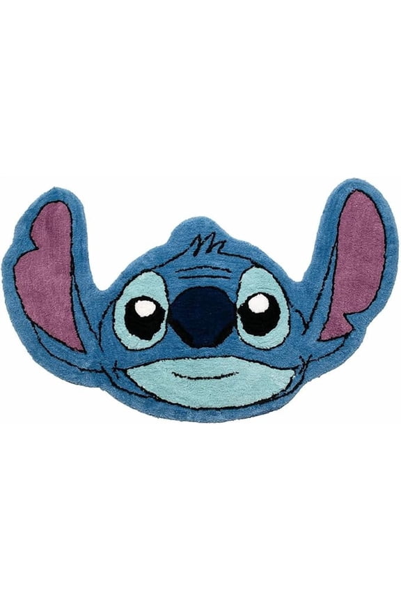 Lilo & Stitch Stitch Face 4ft x 2ft Fluffy Plush Tufted Area Rug - Kids Home Décor