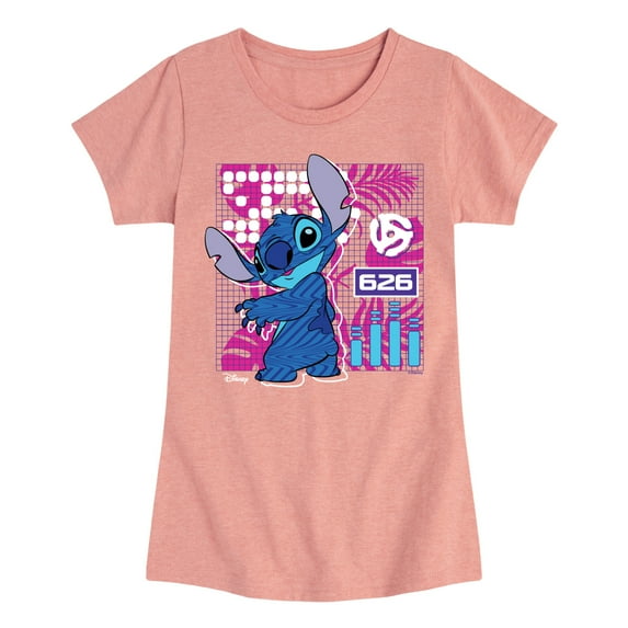 Disney - Lilo & Stitch - Stitch Grid - Toddler & Youth Girls Short Sleeve Graphic T-Shirt