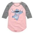 thumbnail image 1 of Disney - Lilo & Stitch - Stitch Hearts You - Toddler & Youth Girls Raglan Graphic T-Shirt, 1 of 4