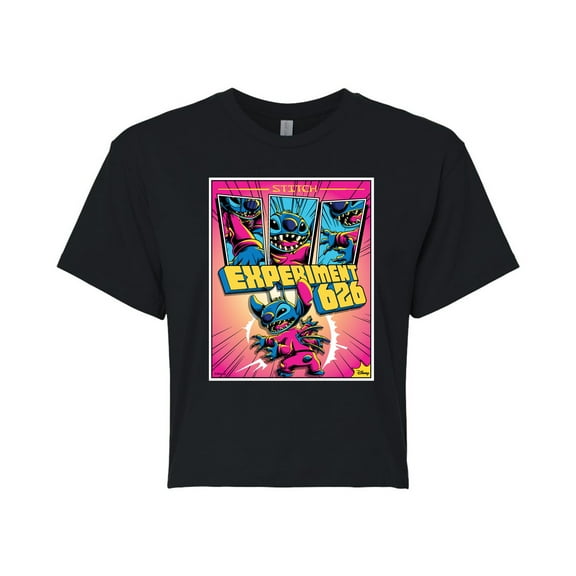 Disney - Lilo & Stitch - Stitch Comic Panels - Juniors Cropped Cotton Blend T-Shirt