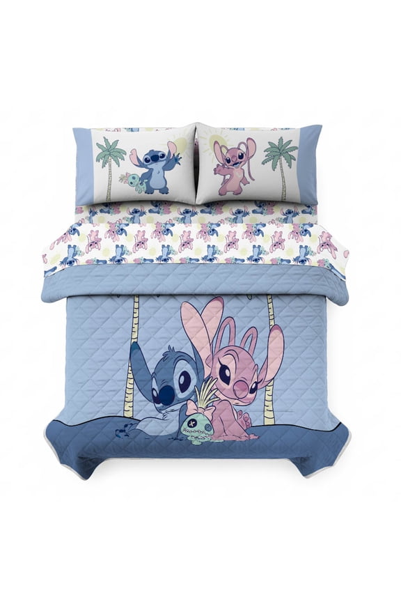 Lilo & Stitch Sunny Weather Cuties 5 Piece Queen Size Quilt Set