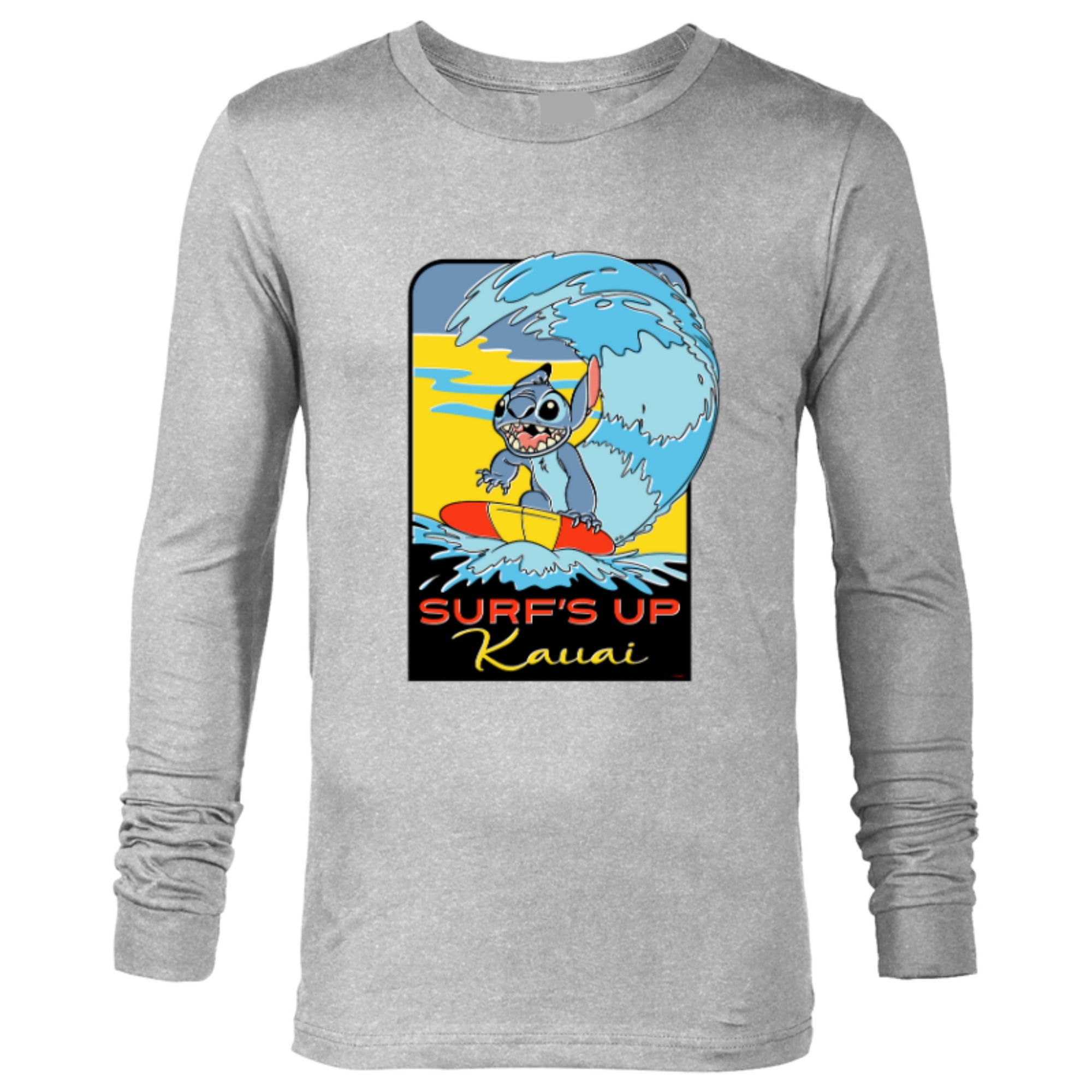 Disney Lilo & Stitch Surf’s Up Kauai - Long Sleeve T-Shirt for Men - Customized-Athletic Heather