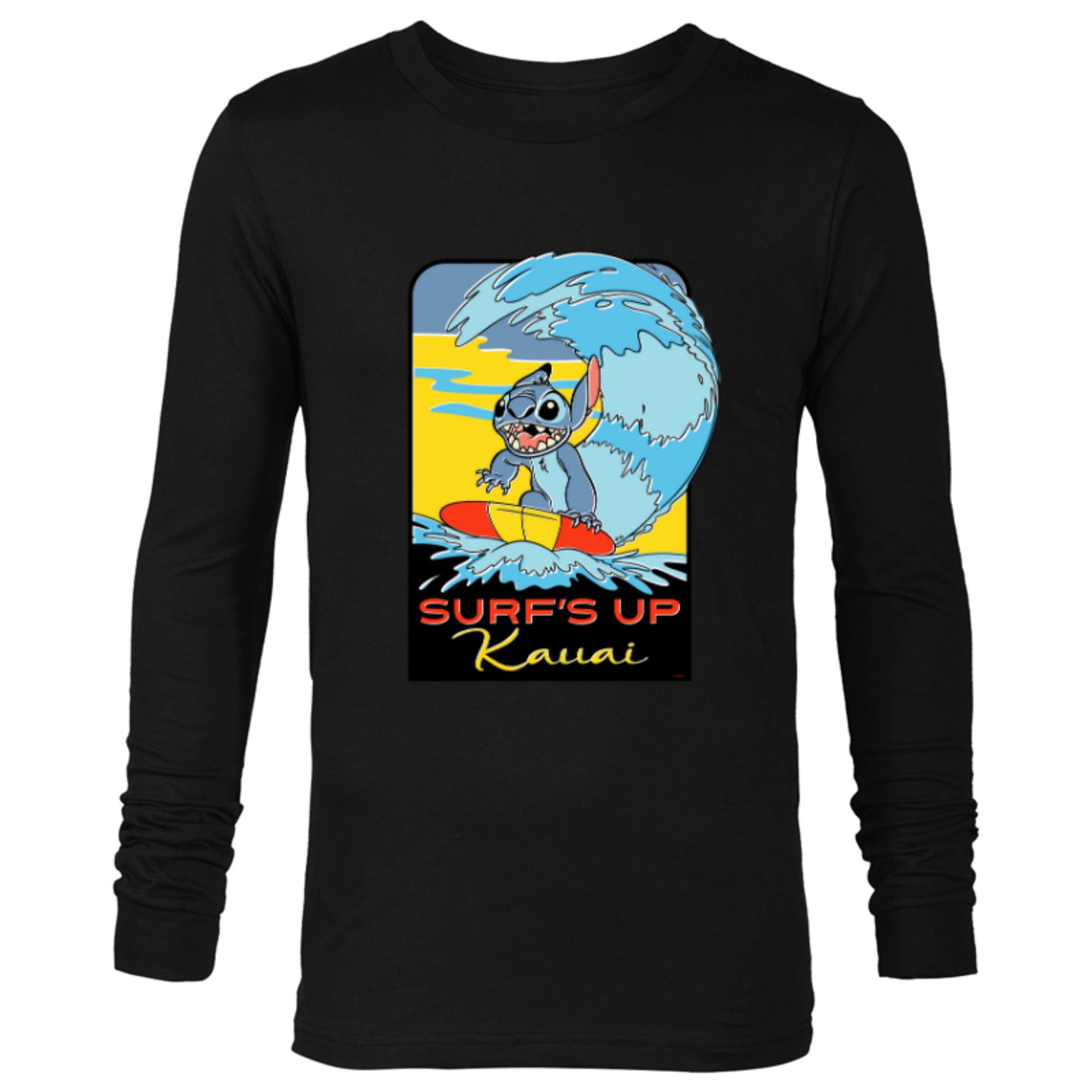 Disney Lilo & Stitch Surf’s Up Kauai - Long Sleeve T-Shirt for Men - Customized-Black