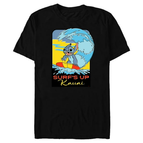 Disney Lilo & Stitch Surf’s Up Kauai - Short Sleeve Blended T-Shirt for Adults - Customized-Black