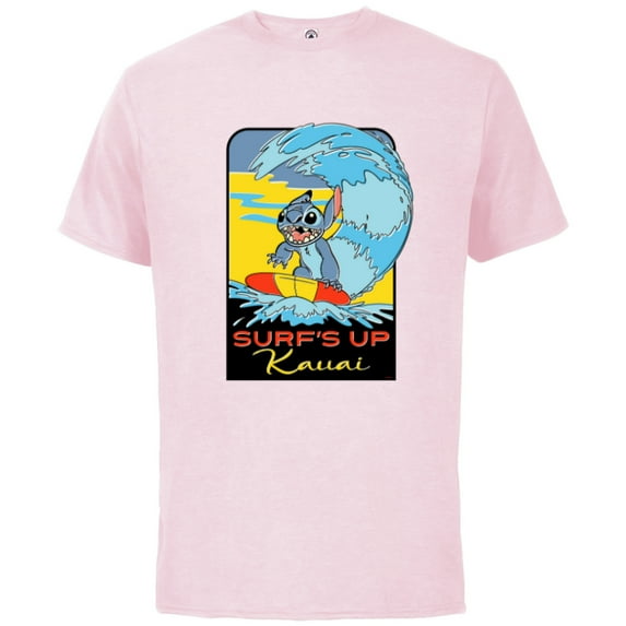 Disney Lilo & Stitch Surf’s Up Kauai - Short Sleeve Cotton T-Shirt for Adults - Customized-Soft Pink