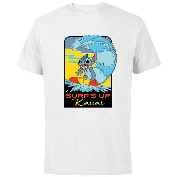 Disney Lilo & Stitch Surf’s Up Kauai - Short Sleeve Cotton T-Shirt for Adults - Customized-White